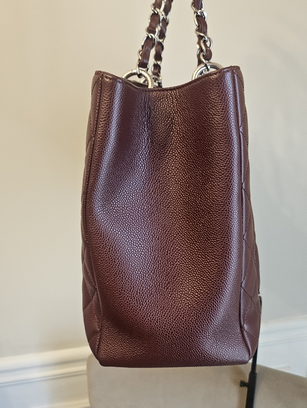 CHANEL GST XL Burgundy Caviar Leather Tote Silver HW Series 17 Discontinued - Picture 13 of 16